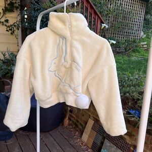 Cute white rabbit fuzzy top